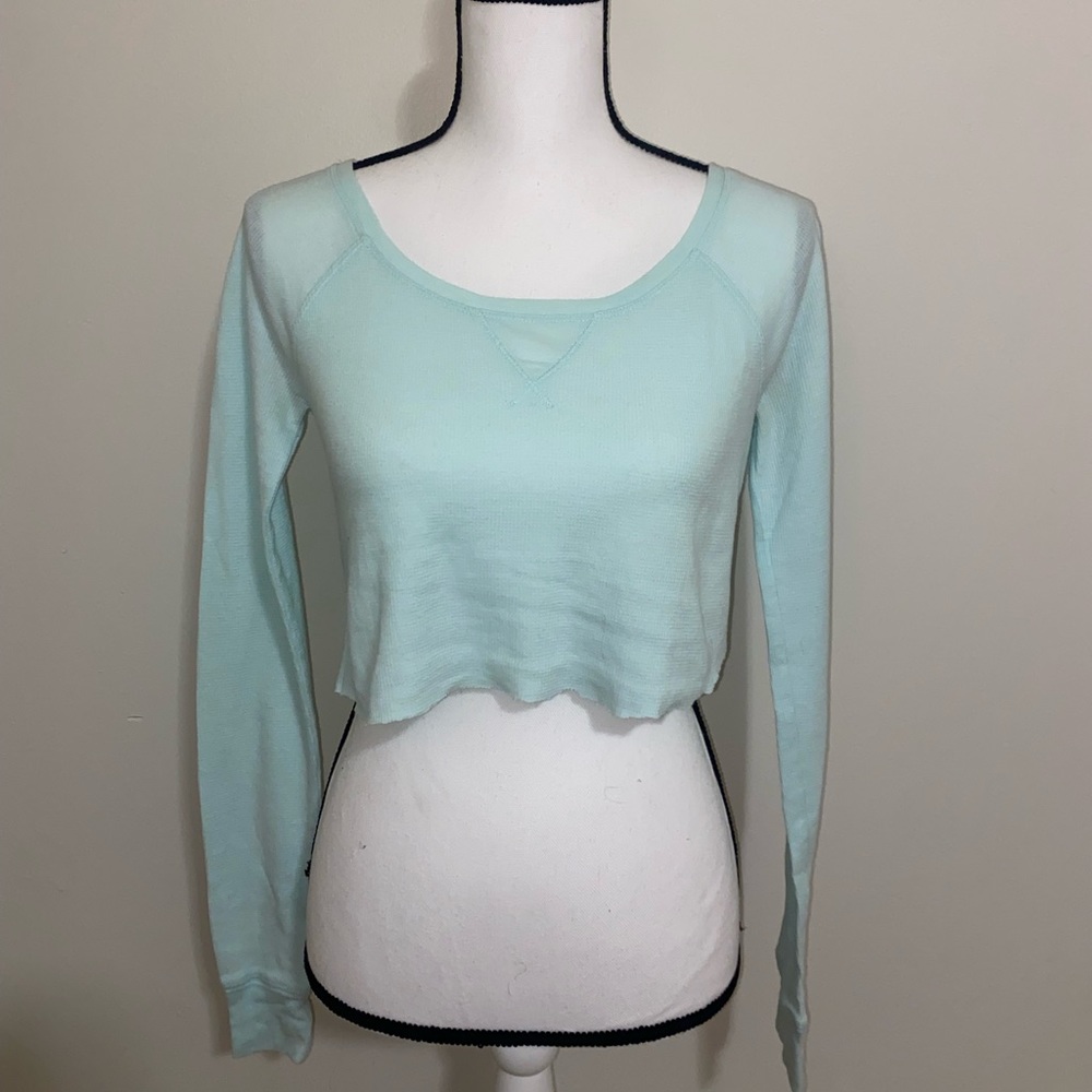 Size XS Light Blue Long Sleeve Crop Top